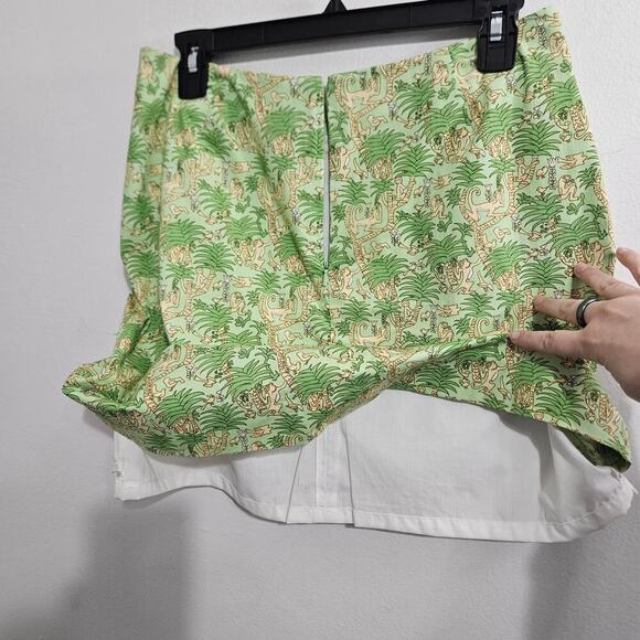 TIBI HYLAND Green Tropical Print Monkey Mini Skirt Size 6 - Picture 8 of 8